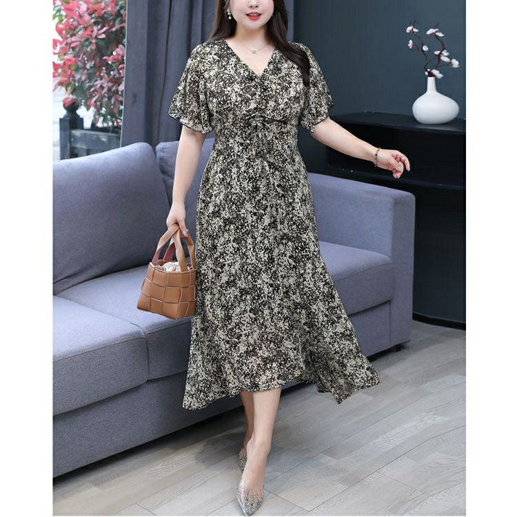 大きいサイズ レディース フレアスリーブシャーリングワンピース　goldy-1339 【メール便可】