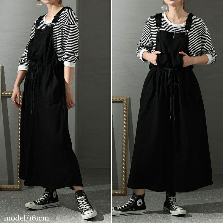 大きいサイズ レディース フード付きスウェットサロペットスカート　jps001