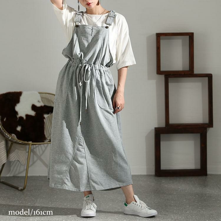 大きいサイズ レディース フード付きスウェットサロペットスカート　jps001 グレー