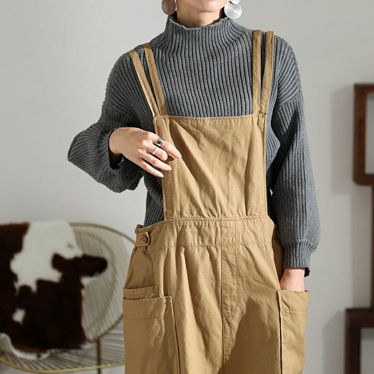 大きいサイズ レディース ツイルエプロンサロペットスカート　wc-0296