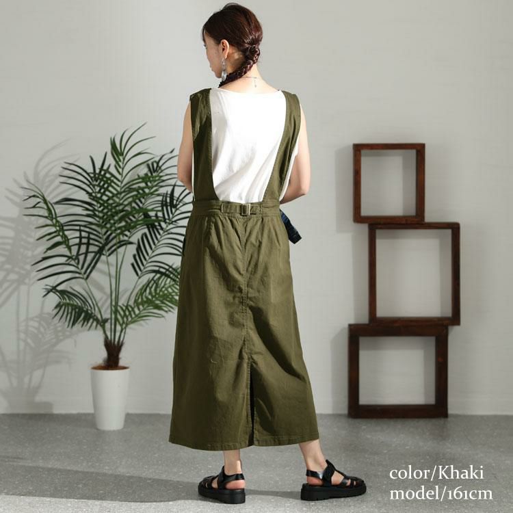大きいサイズ レディース フロントボタンジャンパーツイルスカート　wc-0251 カーキ