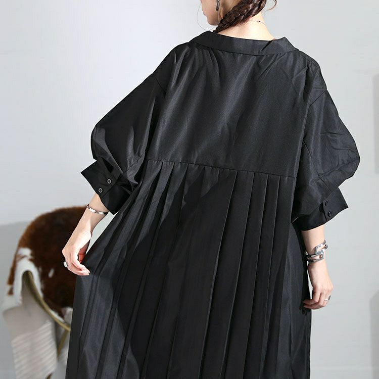 大きいサイズ レディース バックプリーツシャツワンピース　nw-23008