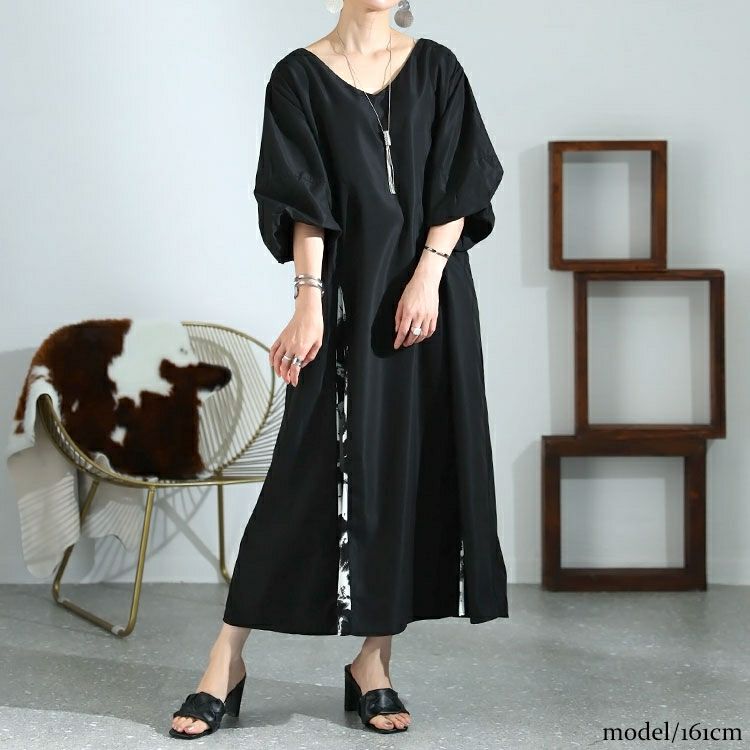 大きいサイズ レディース アート柄切替えワンピース　nw-23007