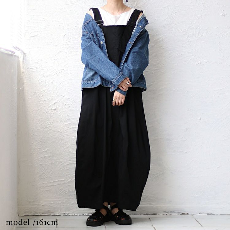 大きいサイズ レディース コクーンシルエットエプロンワンピース　nw-23012