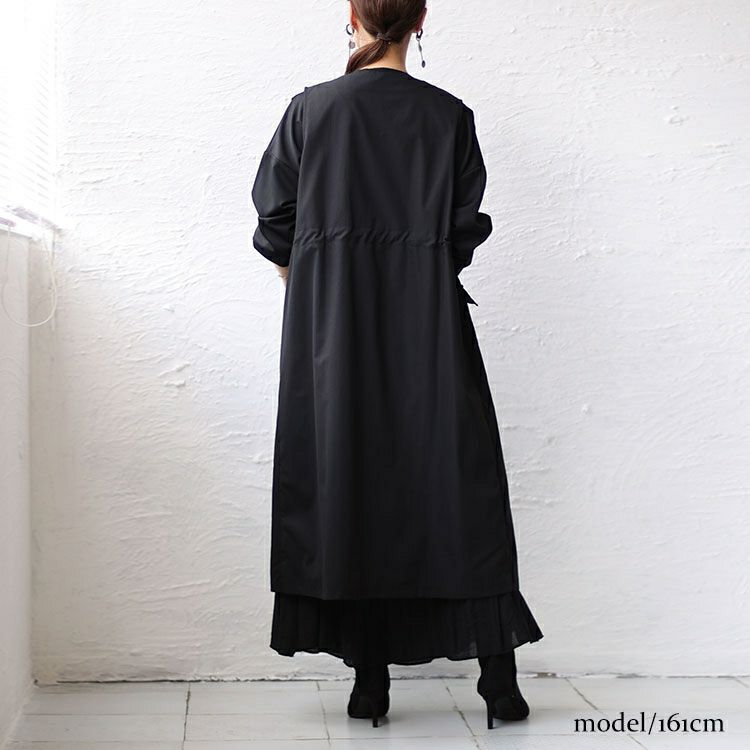 大きいサイズ レディース ウエストドロスト入りロングベスト maru-6663