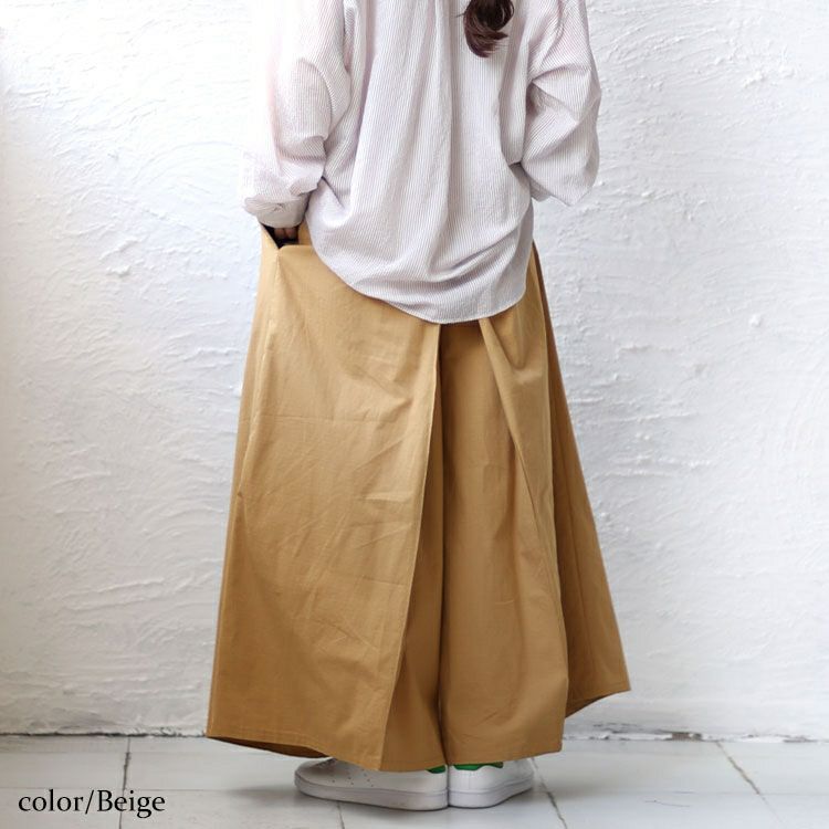 大きいサイズ レディース 股隠しタック入りワイドパンツ maru-6662