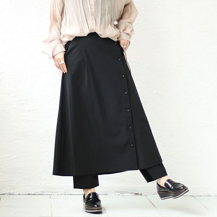 大きいサイズ レディース サイドボタンカフェパンツ　sw-0561
