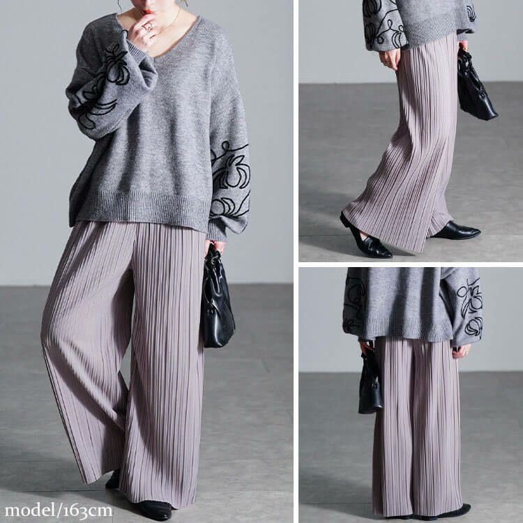 大きいサイズ レディース セルフカットプリーツパンツ sada-6883