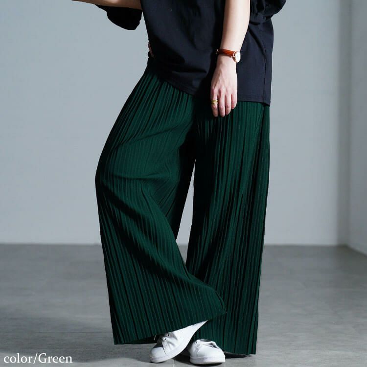 大きいサイズ レディース セルフカットプリーツパンツ sada-6883