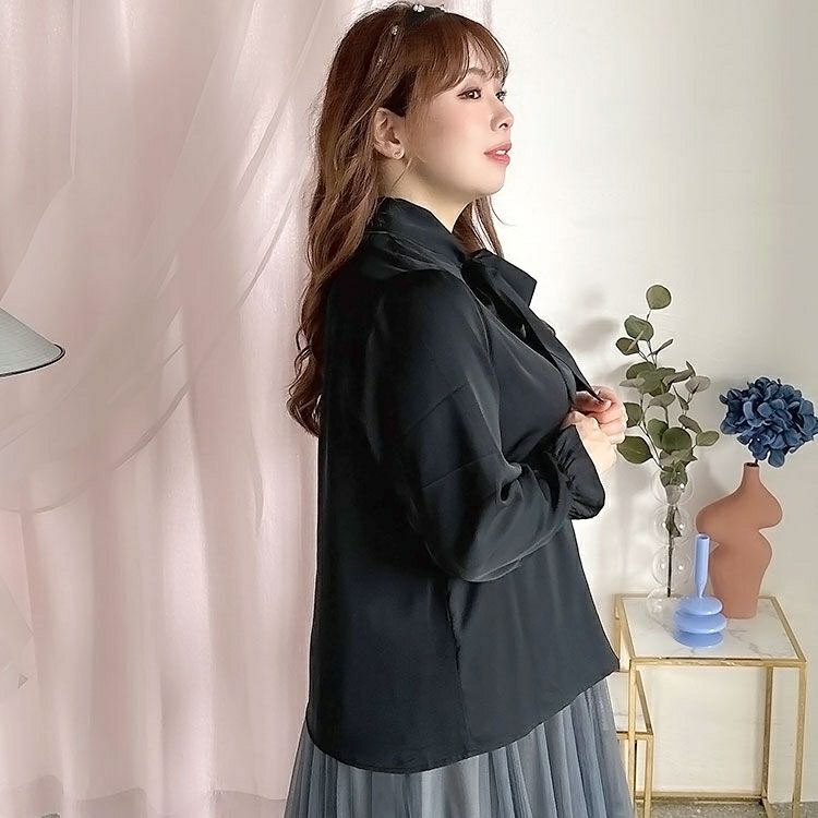 大きいサイズ レディース ボウタイブラウス　fem-387 【ゆうパケット可】