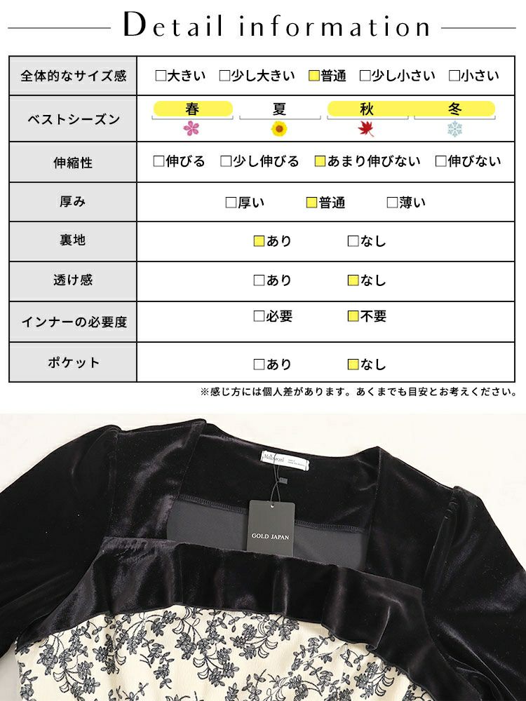 大きいサイズ レディース 胸元切替え花柄フレアワンピース　goldy-1370