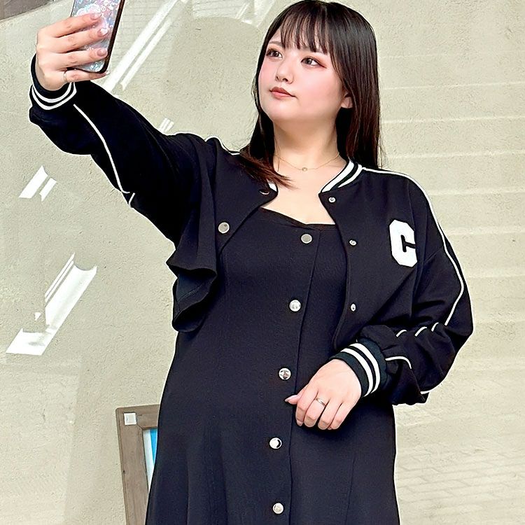 大きいサイズ レディース ジャージジャケット＆キャミワンピース　goldy-1365