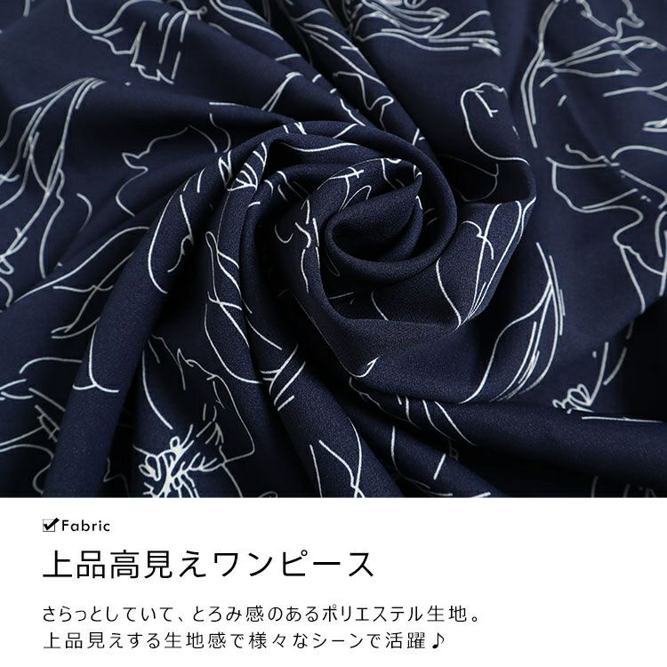 大きいサイズ レディース 花柄ボウタイシャツワンピース　fem-401