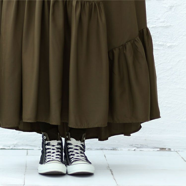 大きいサイズ レディース 変形ティアードスカート　fem-395