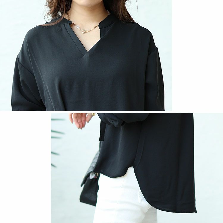 大きいサイズ レディース 袖2wayスキッパーブラウス　cpdai-640200 【ゆうパケット可】