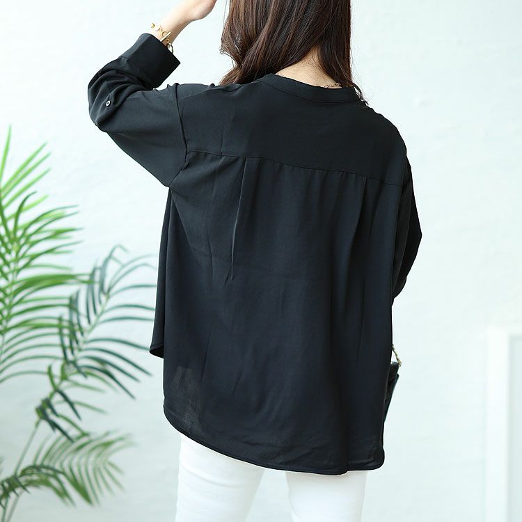 大きいサイズ レディース 袖2wayスキッパーブラウス　cpdai-640200 【ゆうパケット可】