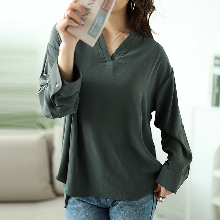 大きいサイズ レディース 袖2wayスキッパーブラウス　cpdai-640200 【ゆうパケット可】