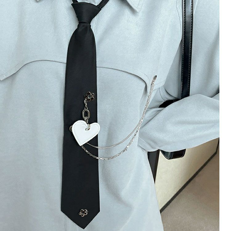 大きいサイズ レディース ネクタイ付きロングシャツ　goldy-1372