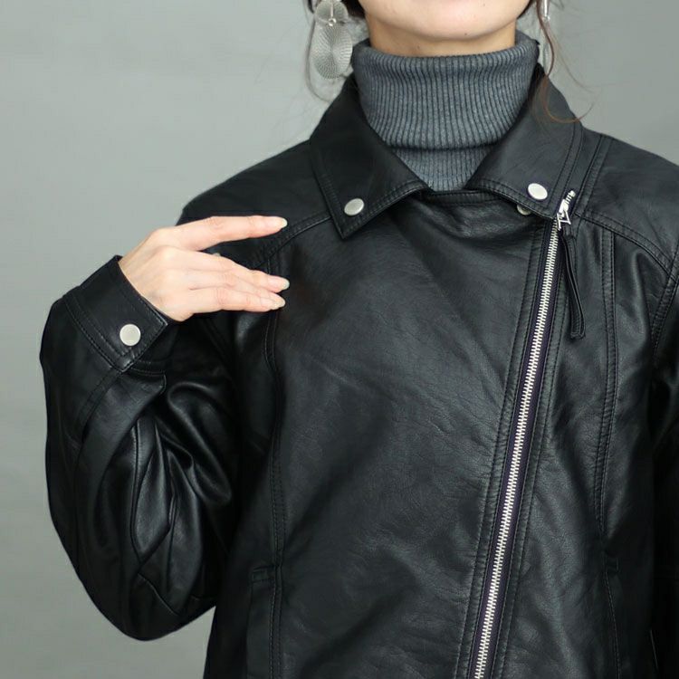 大きいサイズ レディース フェイクレザーライダースジャケット　sada-6877