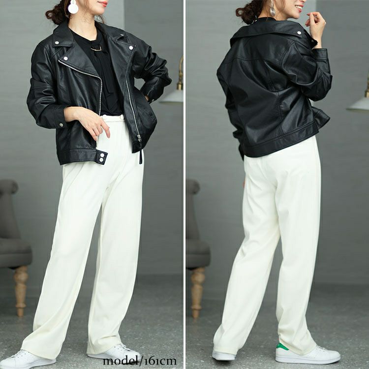 大きいサイズ レディース フェイクレザーライダースジャケット　sada-6877