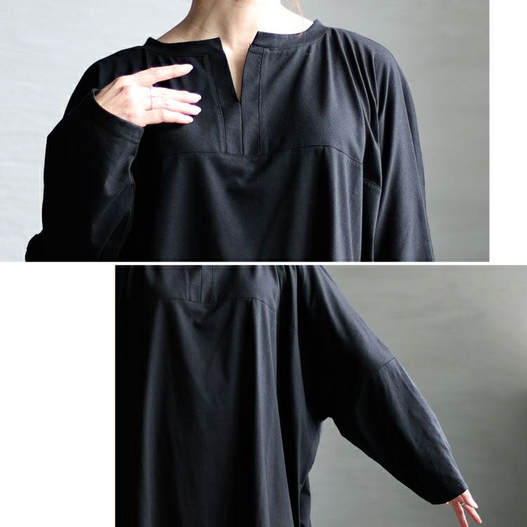 大きいサイズ レディース キーネックコクーン長袖チュニック　bai-0139 【メール便可】