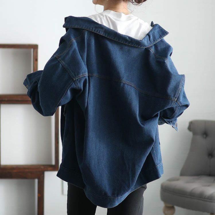 大きいサイズ レディース オーバサイズデニムブルゾン　sada-6881