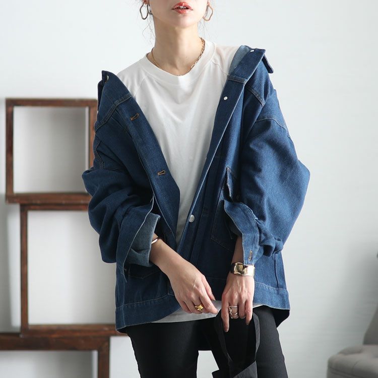 大きいサイズ レディース オーバサイズデニムブルゾン　sada-6881