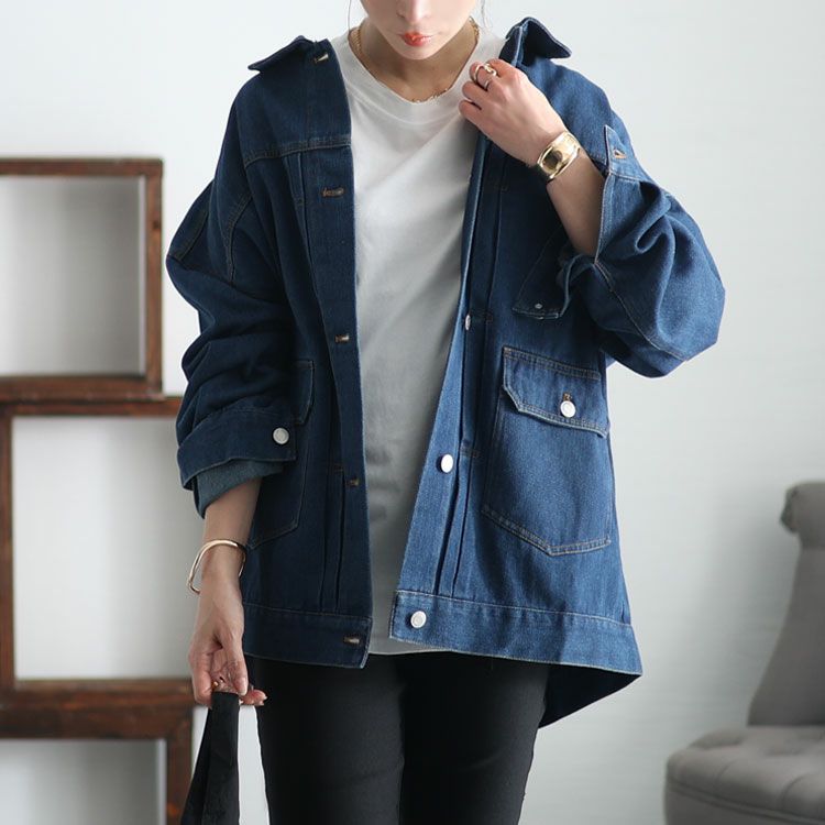 大きいサイズ レディース オーバサイズデニムブルゾン　sada-6881