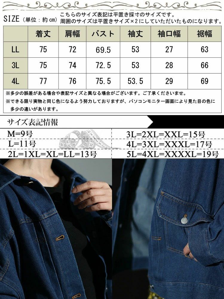 大きいサイズ レディース オーバサイズデニムブルゾン　sada-6881