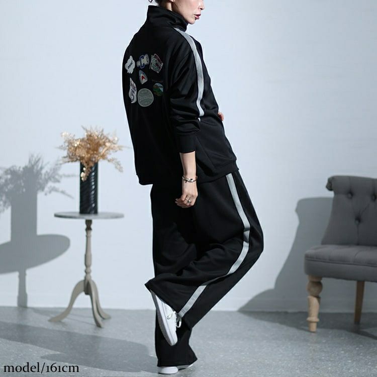 大きいサイズ レディース ワッペンジャージセットアップ cros-140113