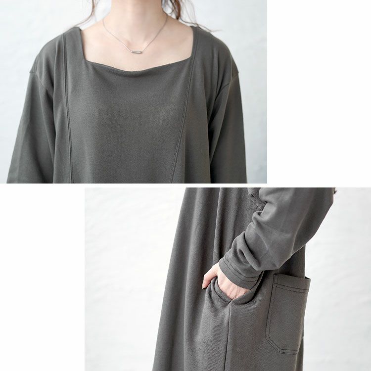 大きいサイズ レディース バックポケット付きステッチワンピース　bro-0028