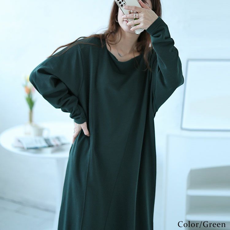 大きいサイズ レディース バックポケット付きステッチワンピース　bro-0028