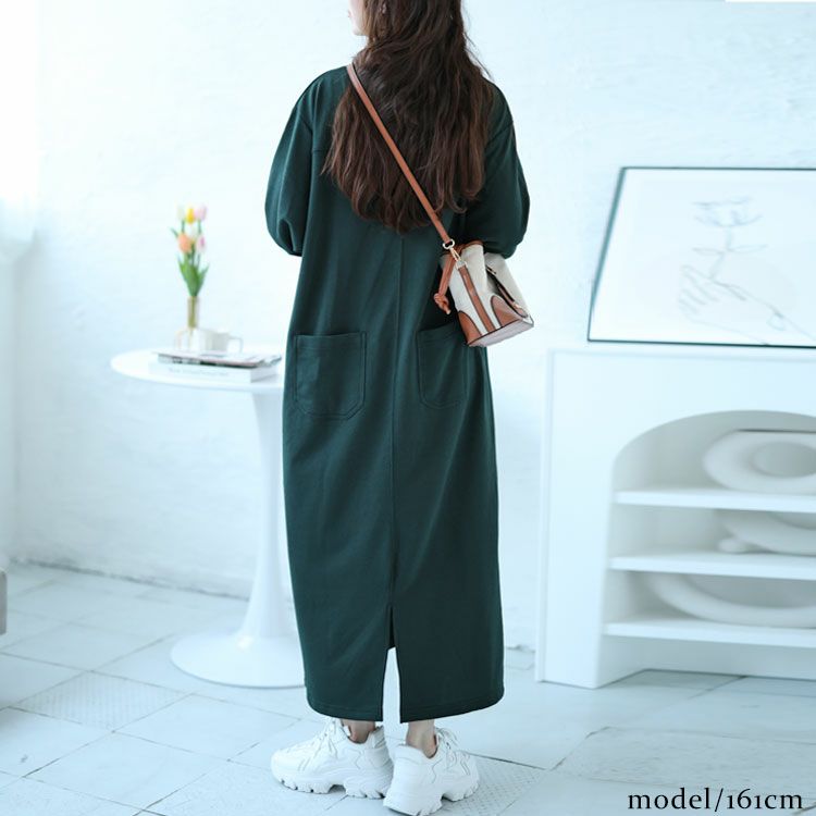 大きいサイズ レディース バックポケット付きステッチワンピース　bro-0028