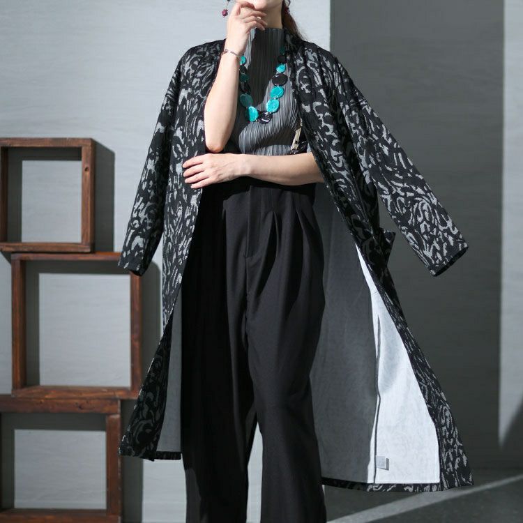 大きいサイズ レディース ジャガード柄ニットロングコーディガン　maru-6696