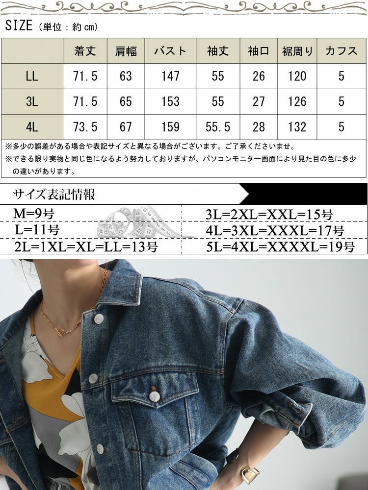 大きいサイズ レディース オーバーサイズデニムジャケット sada-6880