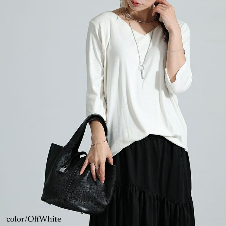 大きいサイズ レディース Vネック7分袖カットソー　wk-0446 【メール便可】