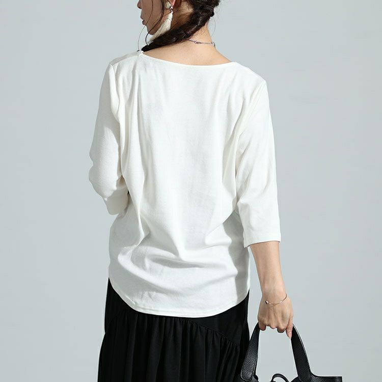 大きいサイズ レディース Vネック7分袖カットソー　wk-0446 【メール便可】