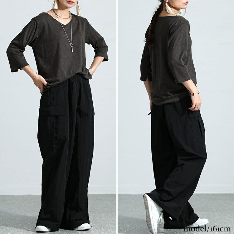 大きいサイズ レディース Vネック7分袖カットソー　wk-0446 【メール便可】