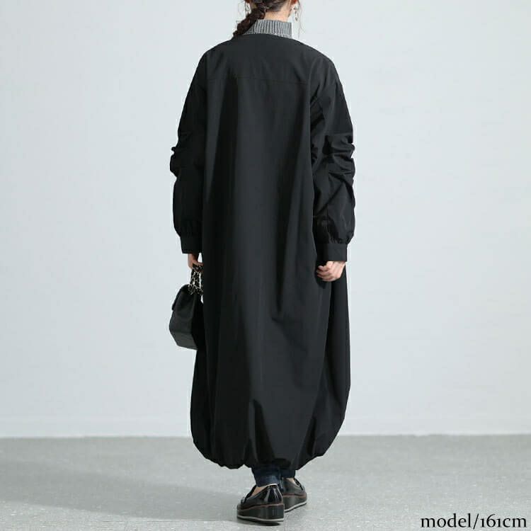 大きいサイズ レディース 袖タックロングMA-1ワンピース　nw-23037