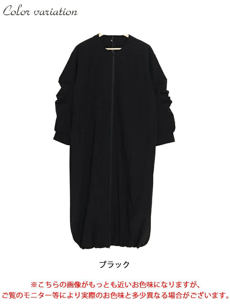 大きいサイズ レディース 袖タックロングMA-1ワンピース　nw-23037