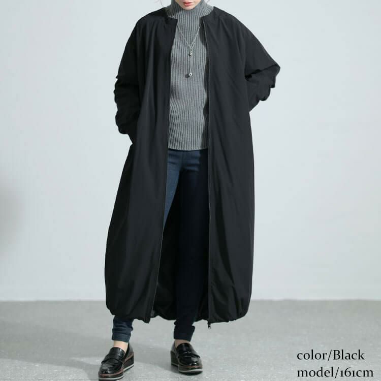 大きいサイズ レディース 袖タックロングMA-1ワンピース　nw-23037 ブラック