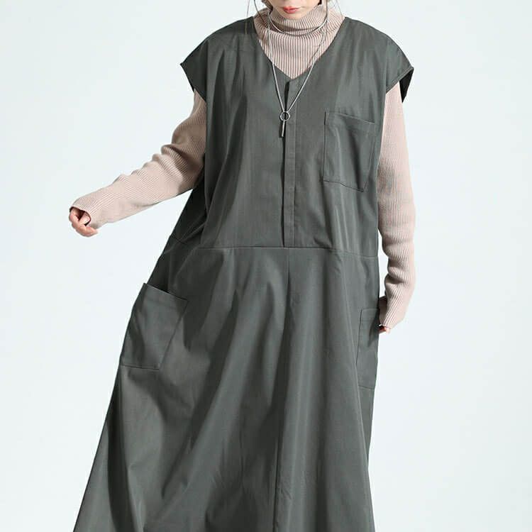 大きいサイズ レディース サイドポケット付きフレンチスリーブワンピース　nw-23036