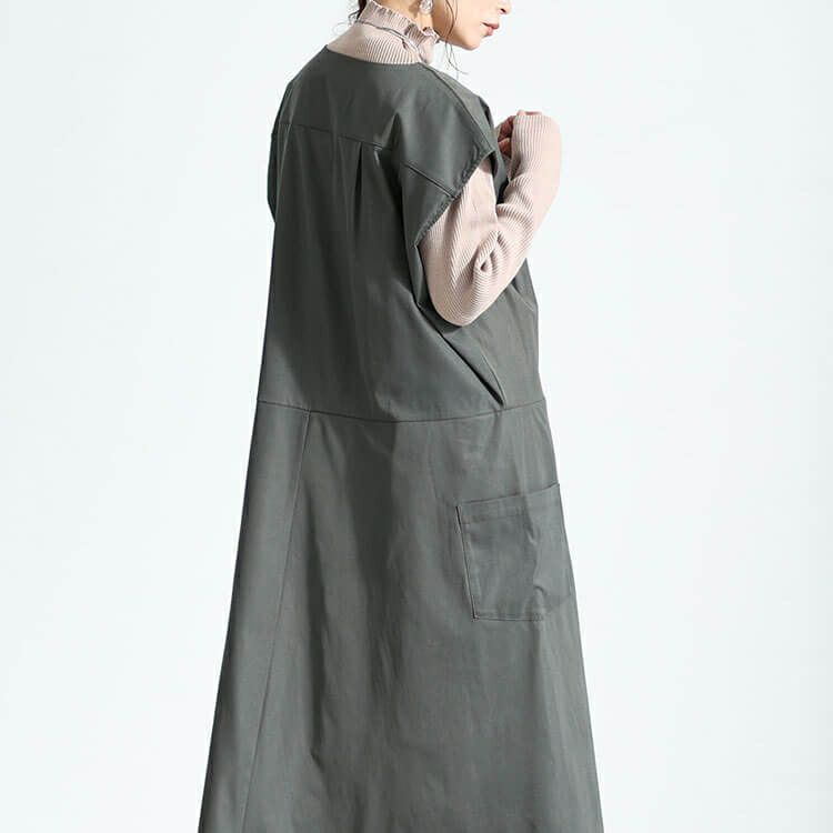 大きいサイズ レディース サイドポケット付きフレンチスリーブワンピース　nw-23036