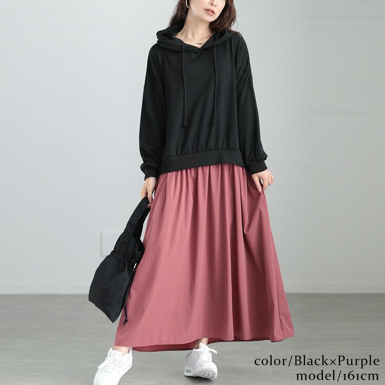 大きいサイズ レディース パーカードッキングワンピース　nw-23035