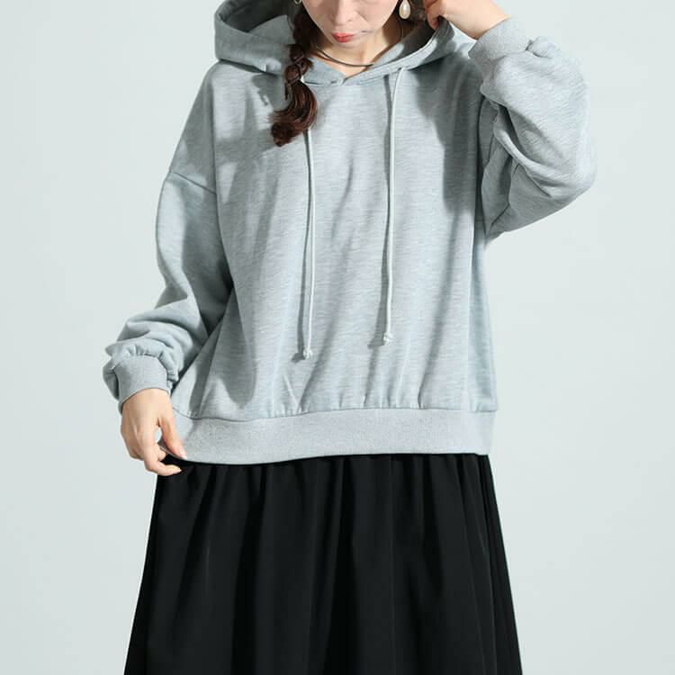 大きいサイズ レディース パーカードッキングワンピース　nw-23035 グレー×ブラック