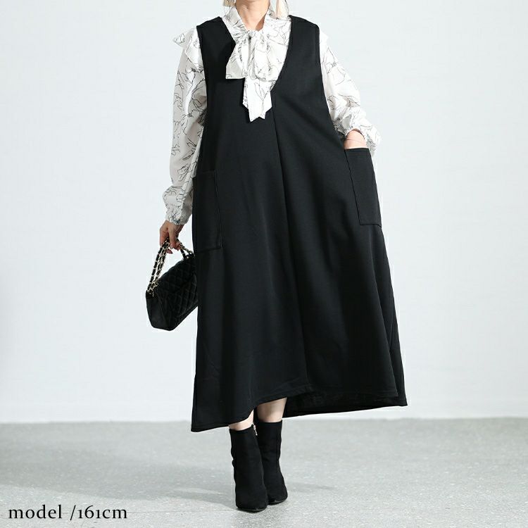 大きいサイズ レディース サイドポケット付きジャンパースカート　cast-5536021