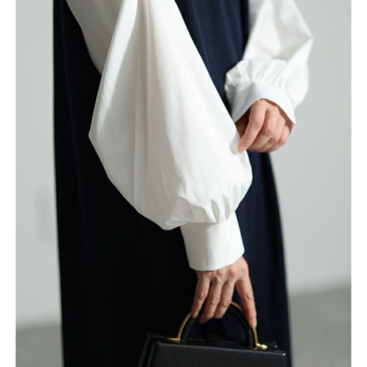 大きいサイズ レディース パワショル切替えスクエアネックワンピース　mncut-132550