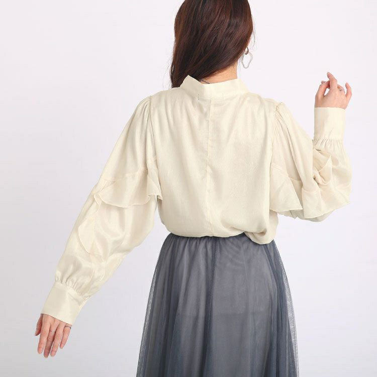 大きいサイズ レディース ボウタイオーガンジーブラウス　fem-391