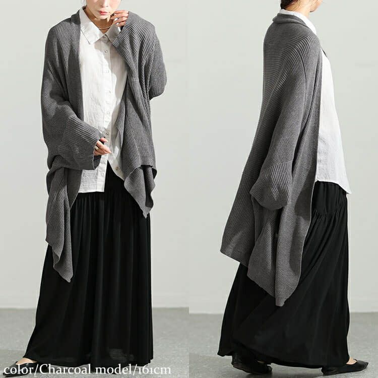 大きいサイズ レディース 上下2wayドルマンニットカーディガン　maru-6647