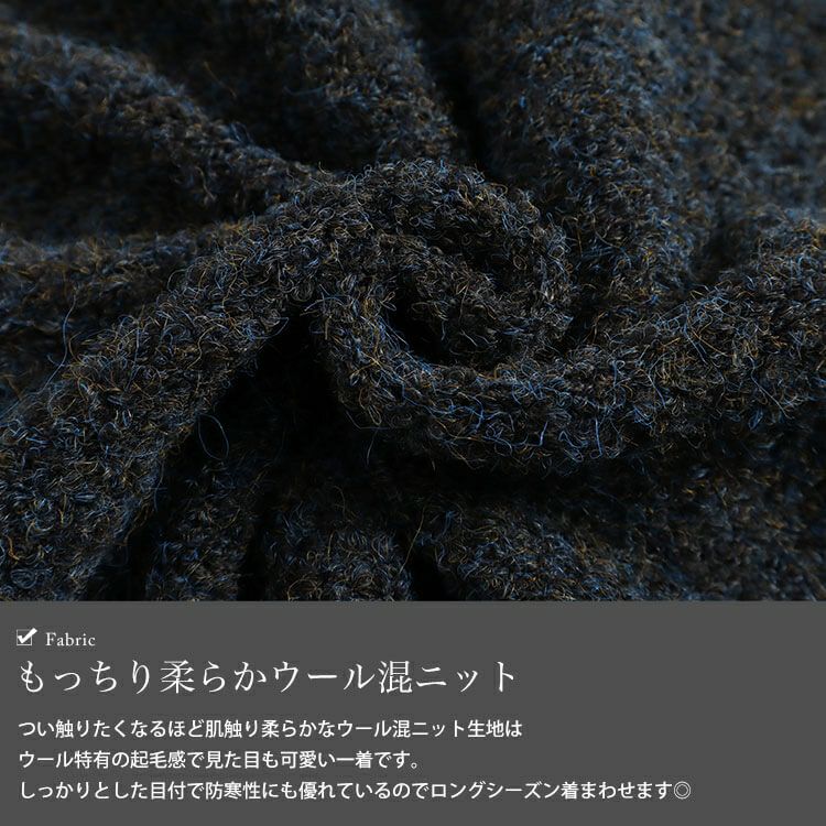 大きいサイズ レディース ミックスニットVネックドロップショルダーカーディガン　maru-3002